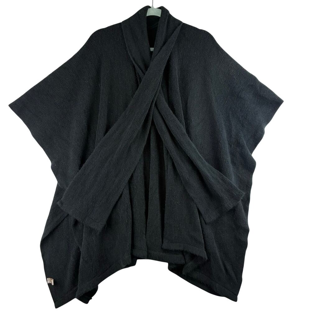 Unbranded Scarf Poncho Women's O/S Black Chenille Soft Cozy Shawl Sweater